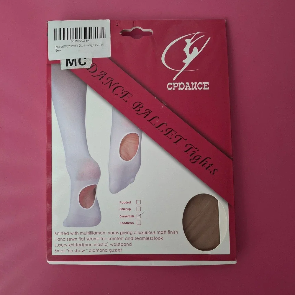 CPDANCE Kids Size MC Tan Convertible Ballet Tights Matte Seamless Microfiber